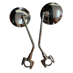 Lusterka Chrom z Uchwytami INOX TYP 1 • Wysoka Jakość  M-72, Ural, BMW, K-750 i Innych kierownica  Ø25 mm